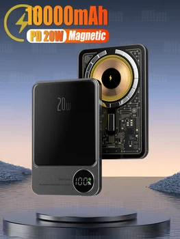 10000 мАч Магнитный Банк Питания PD20W 15 Вт Беспроводное Быстрое Зарядное Устройство Портативный Внешний Вспомогательный Аккумулятор MacSafe Для MagSafe iPhone 15