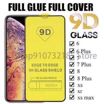 100шт 9D Полностью Клеевое Закаленное стекло Для телефона 13 12 pro max/11 Pro/SE 2020/XS MAX/XR/6/7/8 Плюс 2.5D Полностью покрытое стекло