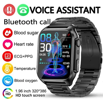 2023 Уровень сахара в крови, Вызов Bluetooth, Умные Часы Для Мужчин, ЭКГ + PPG, Автоматический инфракрасный Кислород в крови, Частота сердечных сокращений, Кровяное давление, Часы для Здоровья