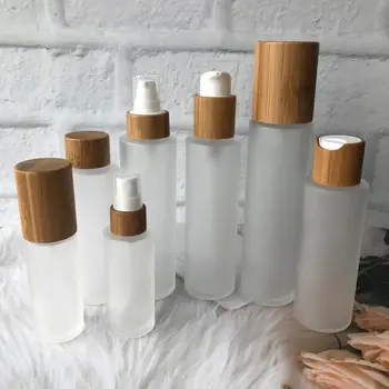 30 мл 50 мл 100 мл 120 мл 150 мл Натуральная бамбуковая бутылка Многоразового использования бутылки из матового стекла бутылки для лосьона с насосом сделано в Китае