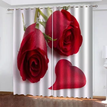 3D Цифровая печать Роскошная Мода Красная Роза Затеняющий Занавес Гостиная Спальня Украшение Дома Крючок Удар