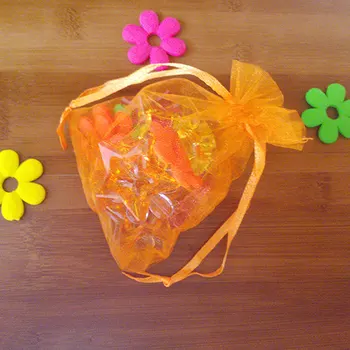 500шт 11 * 16 см Оранжевая Подарочная сумка из Органзы, Упаковка ювелирных изделий, сумки для показа, чехол на шнурке для браслета/Ожерелья, Мини-сумка из пряжи, сделай сам