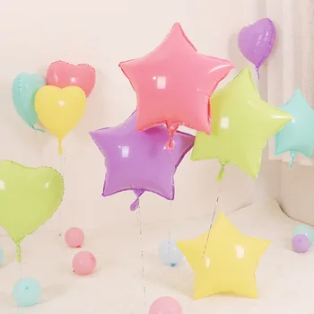 50шт 18-дюймовых воздушных шаров цвета Макарон Со звездами и сердечками С Днем Рождения Украшение для свадебной вечеринки Globos Baby Shower Anniversary