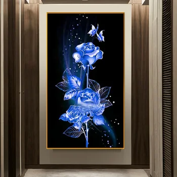 5D Алмазная картина Ночная роза DIY Полная алмазная художественная вышивка Офис Гостиная Домашний декор Наборы для вышивки крестом с бриллиантами