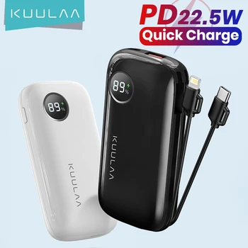 KUULAA Power Bank 10000 мАч 22,5 Вт PD Портативное Зарядное устройство для iPhone 15/14/13/12 Pro Max и Samsung/Xiaomi Внешний Аккумулятор PowerBank