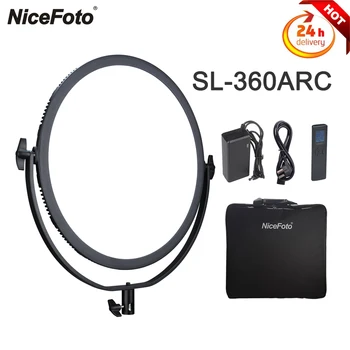 NiceFoto SL-360ARC 70 Вт Кольцевой светодиодный видеосвет 3200-6500K High CRI TLCI Студийный заполняющий свет для фотосъемки с Кронштейном и сумкой