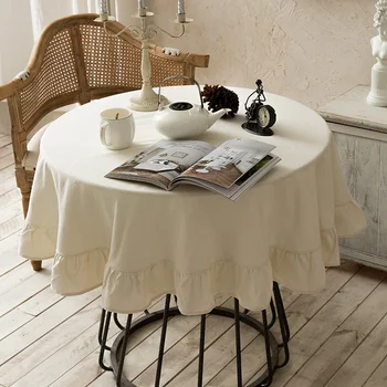 Бытовая стирка, Продажа хлопчатобумажных белых скатертей, круглая скатерть для чайного стола, простая современная крышка для круглого стола