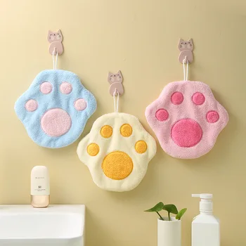 Детские полотенца Полотенца для рук с милой кошачьей лапкой-Подвесное полотенце для кухни, ванной Комнаты, Впитывающее полотенце для рук, декоративные мочалки