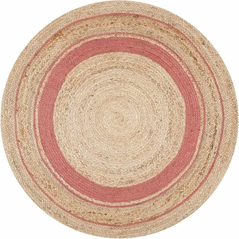 Круглый Коврик ручной работы из натурального джута, Реверсивный Плетеный современный коврик для гостиной