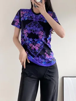летняя новая женская футболка с 3D позиционирующим принтом 2023, хлопок, модная, тяжелая работа, высокое качество, женские топы, y2k clothes traf