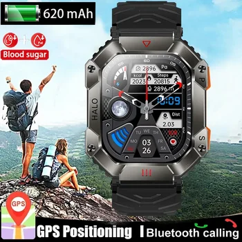 Мужские Смарт-часы для Android IOS, Фитнес-часы Ip68, Водонепроницаемый Военный Монитор здоровья, Голосовой вызов AI по Bluetooth, Умные часы 2023