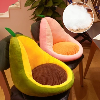 Мультяшная Подушка для стула с Авокадо, Кавайная Подушка для спинки сиденья с фруктовой начинкой, Милая Подушка для сидения для дома, офиса, отеля, детская Плюшевая игрушка