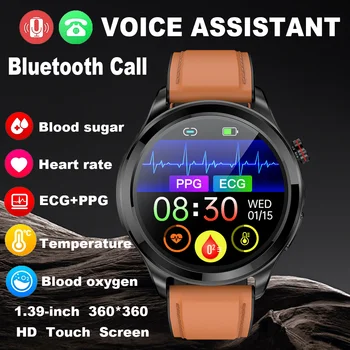 Новые Здоровые Смарт-Часы ECG + PPG Для Мужчин, Поддержка Bluetooth-вызова, Спортивные Часы с Частотой сердечных сокращений, уровнем сахара в крови, Артериальным Давлением, Температурой тела