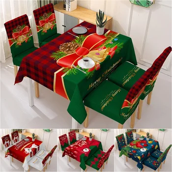Новые Рождественские подарки, чехлы для стульев в столовой, Рождественское Водонепроницаемое украшение стола, Скатерть для домашней вечеринки, Рождественская Скатерть