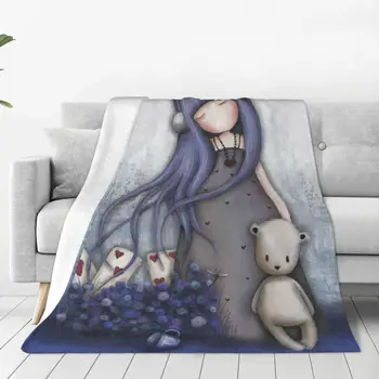 Одеяло Santoro Gorjuss, теплое флисовое мягкое фланелевое одеяло с рисунком девочки из мультфильма, покрывало для домашнего дивана в спальне, Пружинное