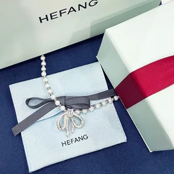 Ожерелье с бантом HEFANG для женщин, Модные Летние Белые Ожерелья с имитацией пресноводного жемчуга, Тренд 2022, Элегантные свадебные украшения