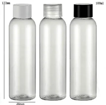 прозрачная Круглая Пластиковая Упаковка для Лосьона, косметики и шампуня 24 x 100 мл с Завинчивающейся крышкой