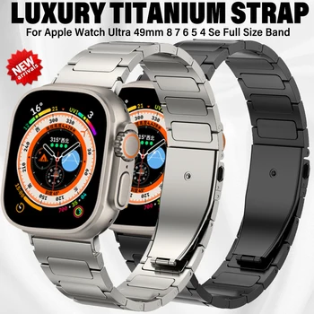 Роскошный Титановый браслет Для Apple Watch Ultra 49 мм 8 7 45 мм 41 мм Металлический ремешок Для iWatch Серии 44 мм 42 мм 40 мм 6 5 4 se 3 2 Ремешок