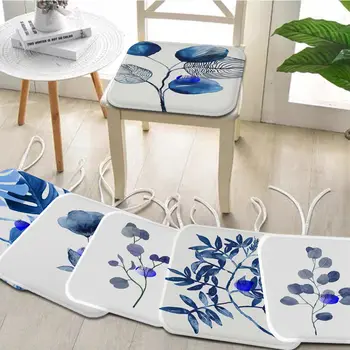 Синий Круглый коврик для дивана с ботаническим принтом, обеденный стол, подушки для стульев, модные нескользящие подушки для стульев, Унисекс