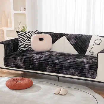 Утолщенный плюшевый чехол для дивана с кроликом, Скандинавский чехол для диванной подушки, Полотенце, коврик, теплые нескользящие чехлы для диванов для декора гостиной