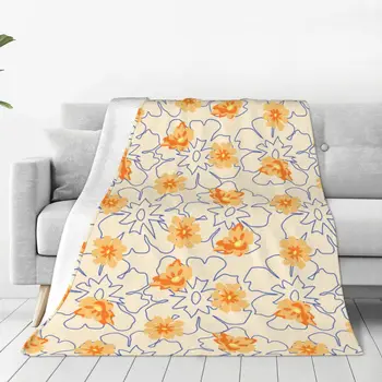 Цветочное Вязаное одеяло, Фланелевые цветы, растения, фрукты, Мягкое Одеяло для путешествий на открытом воздухе, коврик для кровати